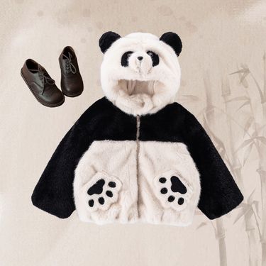 "Kids' Winter Hooded Sweater – Soft Panda Velvet Jacket With Thick Fleece Lining, Warm & Cozy For Boys & Girls (3-8 Years), Red Panda Design"_voghion.com