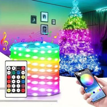Multicolor RGB LED Fairy Lights With Bluetooth APP Control & Voice Control, USB Powered Christmas String Lights For Indoor Outdoor_voghion.com