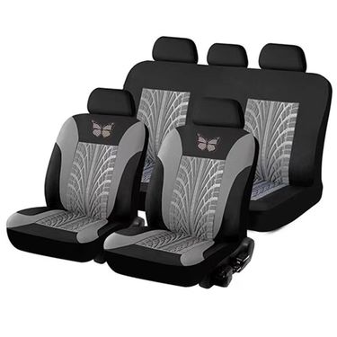 Car seat cover butterfly logo fabric creasing press car universal seat cover 9 piece set_voghion.com