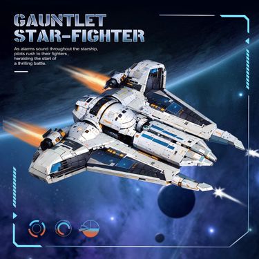 Stellar Fighter Spacecraft Building Blocks Model - 800+ ABS Bricks Sci-Fi DIY Puzzle Toy For Teens & Adults, Creative Home Decor_voghion.com