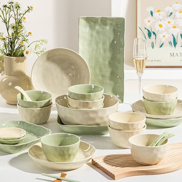 Ceramic Dinnerware Set 16 Piece Underglaze Hand Painted Bowls Plates Microwave Dishwasher Safe Elegant Soup Pasta Porcelain Dishes For Daily Use_voghion.com