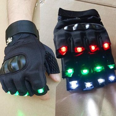 Half-Finger Cycling Breathable Outdoor Sports Lighting Night Fishing Performance Props Luminous Split-Finger Gloves_voghion.com