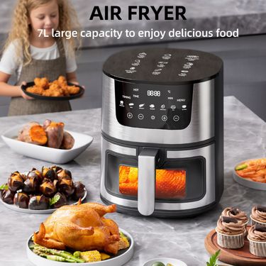 7L Smart Air Fryer Oven With View Window, 12 Presets Digital Touchscreen, EU Plug Energy A+ For Family Kitchen_voghion.com