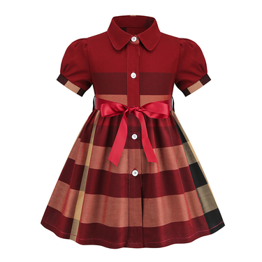 2024 summer new style children's skirt short-sleeved plaid skirt girls dress shirt skirt cross-border exclusive for dropshipping_voghion.com
