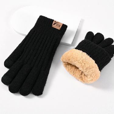 new winter warm touch screen wool double layer thickened outdoor arctic fleece lining knitted gloves_voghion.com