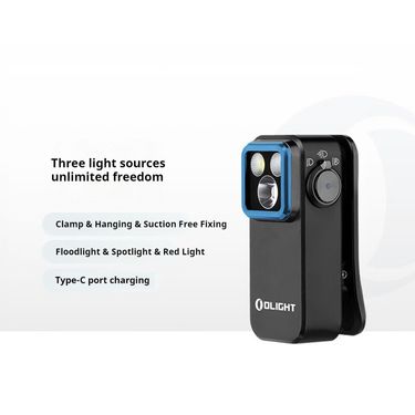 Oclip Pro With Three Source Clip On Light Spot, Flood Red Light, Portable Mini Flashlight_voghion.com