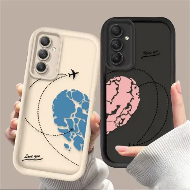Aircraft Love Heart Couple Case for Samsung Galaxy A55 A15 A35 A25 A05 A05S 5G A24 A13 A23 A12 A22 A32 A52 A52S A71 A72 A51 4G_voghion.com