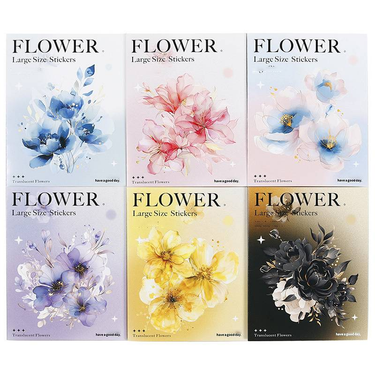 60pcs/6 Packs Of Gold Embossed PET Stickers, Self-adhesive Glitter Flower Stickers, Can Be Used For Scrapbooks, DIY Crafts_voghion.com