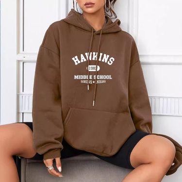 Women's Clothing Autumn and winter women's clothing new hooded long sleeved sweater loose tops female retro print_voghion.com