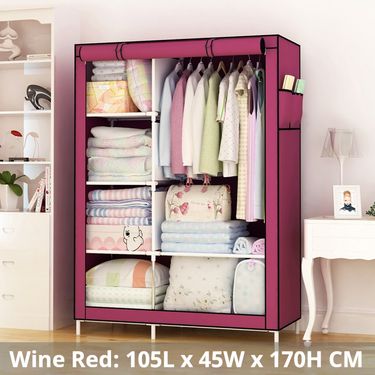 Foldable Closet Organizer With Reinforced Steel Frame, 3-Tier Storage Wardrobe For Bedroom/Dormitory, Dustproof & Space-Saving_voghion.com