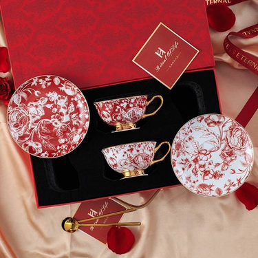 Elegant Rose Bone China Coffee Cup Set - Luxury European Style Tea Cup With Floral Design, Perfect For Home, Cafe & Gifts_voghion.com