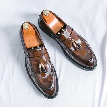 Tassel Pendant Leather Business Formal Wear 46 Casual Loafers Soft Soled Men's Wedding Groom Shoes Size 47_voghion.com