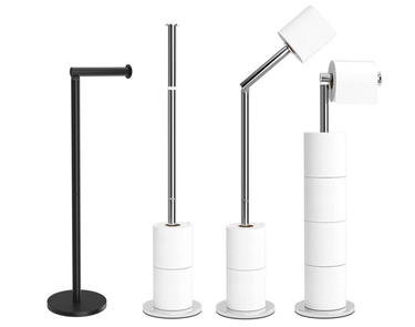 Freely Movable Floor Standing Toilet Paper Holder With Storage Roll Paper Towel Holder Stainless Steel Bathroom Punch Free Hardware Pendant_voghion.com