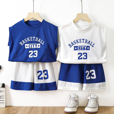 Children's Summer V-neck Sports Outfit With Mesh, Quick-Drying, Stylish And Casual Boys' Sleeveless Shirt_voghion.com