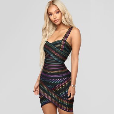 Women's clothing V-neck Suspender Backless Miniskirt Fashion Sexy Bandage Dress_viptrois.com