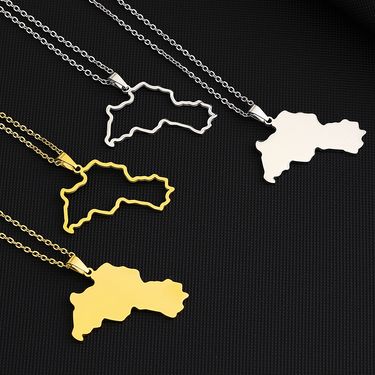 Hot Selling Stainless Steel Family Style Kurdistan Map Necklace Geometric Pendant Accessories New Product_voghion.com