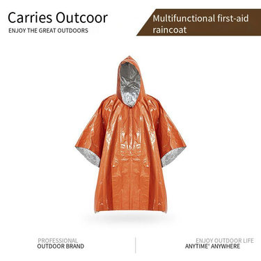 Portable reflective first aid raincoat outdoor emergency survival tool poncho Rainproof warm multi-functional walking cloak_voghion.com