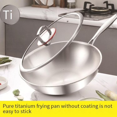 Pure Titanium Non-Stick Frying Pan - Healthy Cookware With No Chemical Coating (Premium Titanium Alloy Flat Bottom Wok)_voghion.com