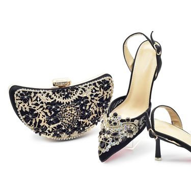 Women Shoe Bag Set Diamond Studded Stiletto Sandals With Bag Set Italian Fashion Design Rhinestone Evening Wear_voghion.com