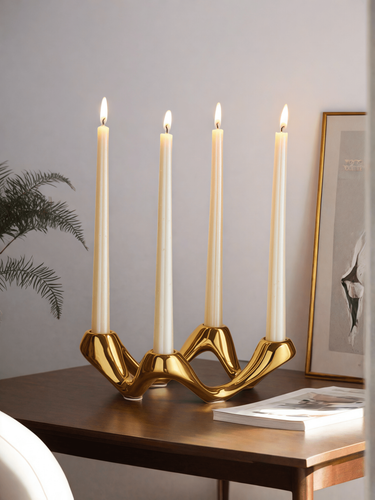 1pc High-end Design Four-hole Ceramic Candle Candle Holder Is Suitable For High-end Style Scene Ornament Candle Holder_voghion.com