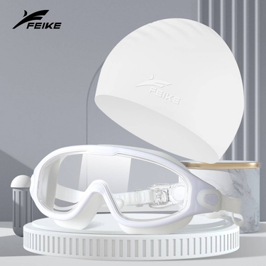 Anti-Fog Swimming Goggles For Adults – HD Wide Frame, UV Protection, Mirror Lens – With Swim Cap, Nose Clip & Waterproof Bag (Multiple Colors)_voghion.com
