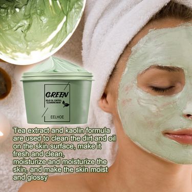 EELHOE Green Tea Mud Skin Cleaning Smearing Facial Mask_voghion.com