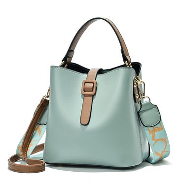 Women's bag 2024 new wide shoulder strap bucket bag Korean style fashion large capacity handbag ladies shoulder bag crossbody bag_viptrois.com