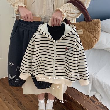 Children's Coat 2023 Bangcheng Winter Edition Korean Classic Striped Cartoon Hooded Sweater F0509 for Boys and Girls_voghion.com