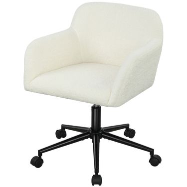 Drehbarer Bürostuhl Mit Fleece-Stoff, Höhenverstellbar, Cremeweiß_voghion.com