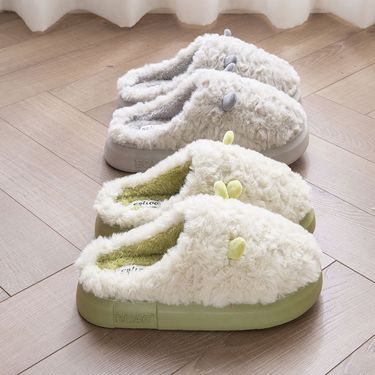 Zees 2025 New Cotton Women Winter Couples Home Use Fleece Lined Warm Non-Slip Thick Sole Furry Slippers For Men Autumn_voghion.com