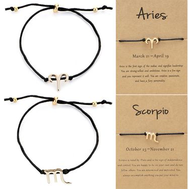 scorpio Bracelet Women Men Bracelet Aquarius/Virgo/Scorpio/Libra 12 Zodiac Handmade Sheep Skin Bracelet_voghion.com