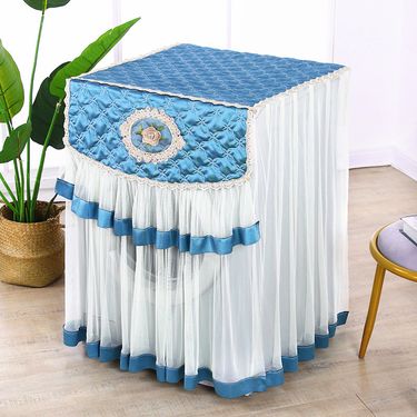 Washing Machine Cover Universal Washing Machine Cover with Roller and Wave Wheel Upflip Washing Machine Dustproof Lace Cover_voghion.com