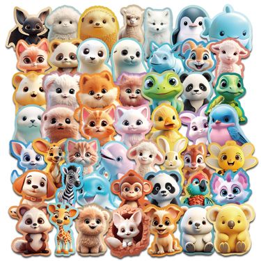 Stationery Sticker sheets 3d Animal Stickers Cute Cartoon Animal Stickers Ins Creative 3D Cartoon Animal Avatar Kids Stickers_voghion.com