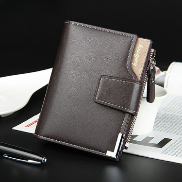 Casual Men's Wallet Multi-functional Wallet Zipper Buckle Three Fold Coin Wallet_voghion.com