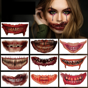 New Halloween mouth Tattoo party Creepy creepy lip DIY decoration_voghion.com