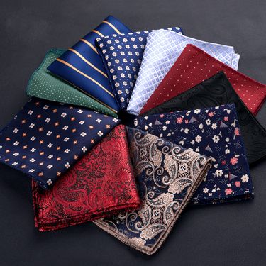 Men's textured embroidered jacquard Best man Korean version British small square scarf Formal wedding groom pocket towel_voghion.com