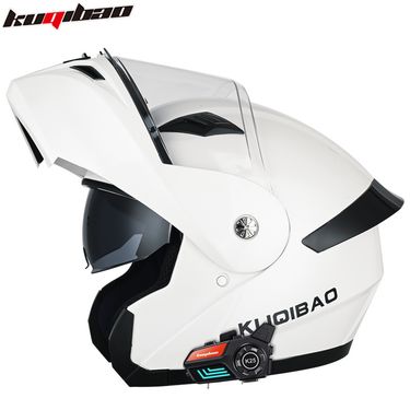Dual Visor Flip-Up Motorcycle Helmet With Bluetooth & Long Battery Life, 3C Certified Full Face Helmet For Commuting & Riding_voghion.com