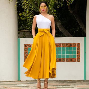 new large swing palace style vacation style solid color skirt_voghion.com
