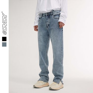 men's clothing Autumn and Winter New Fashion Brand Retro Simple Distressed Retro Trousers Casual Straight Jeans_voghion.com