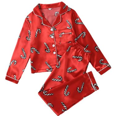 Autumn And Winter Family Family Home Dress Set Baby Christmas Imitation Silk Long Sleeve Pajamas_voghion.com