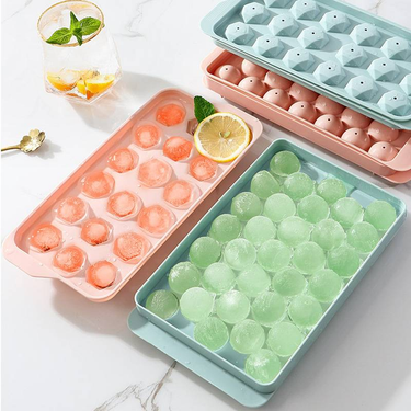 Durable Easy-Release Ice Cube Tray with Lid, Plastic Ice Maker for Freezer, Home Ice Mold for Fast Freezing_voghion.com