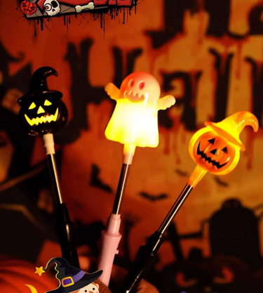 Halloween Decoration Pumpkin Lantern Glowing Hand-cranking Stick Night Light Toy_voghion.com