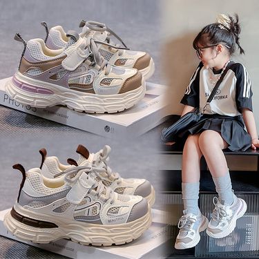 Children's Shoes Spring Children's Dad Shoes Girls Mesh Breathable Big Children's Shoes Mesh Shoes Summer_voghion.com