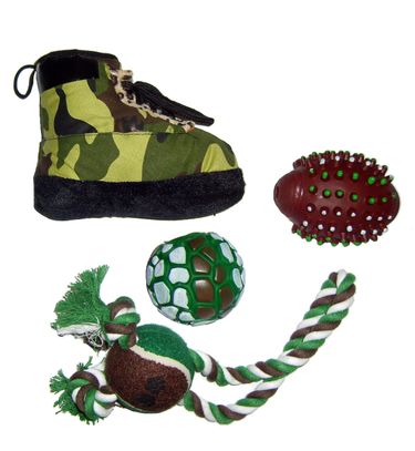 4 Piece Hunter Camouflage Themed Pet Toy Set_voghion.com