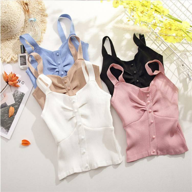 Women's summer wear small sling short sexy tube top knitted vest_voghion.com