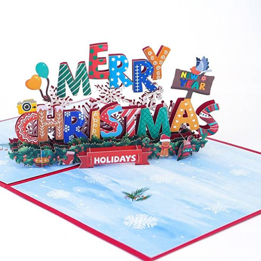 Wholesale New Creative Cross-Border 3D Pop-Up Greeting Holiday Wishes Handmade Card Christmas Words_voghion.com