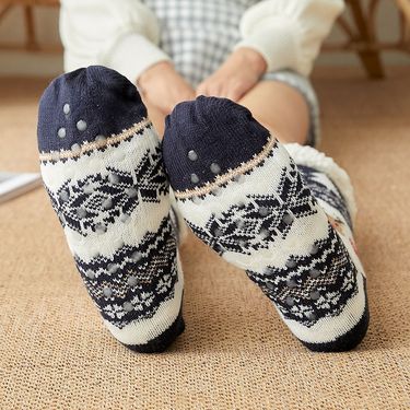 Women's socks Christmas socks velvet thickened floor socks glued non-slip home sleeping confinement women's socks_voghion.com