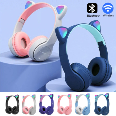 Wireless Bluetooth Headphones Cat Ear Gaming Headset Glow Light Helmets Cute Sports Music Headsets For Children Girl Gifts_voghion.com