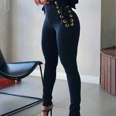 Women's stylish waist corns lace-up leggings_voghion.com