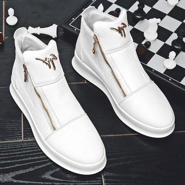 Athletic Shoes new leather breathable high-top shoes thick-soled white casual shoes men's high-top sneakers_voghion.com